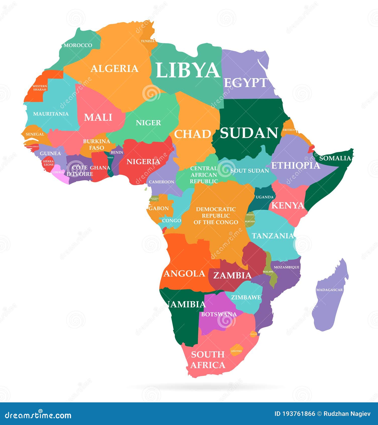 Map of the continent of Africa